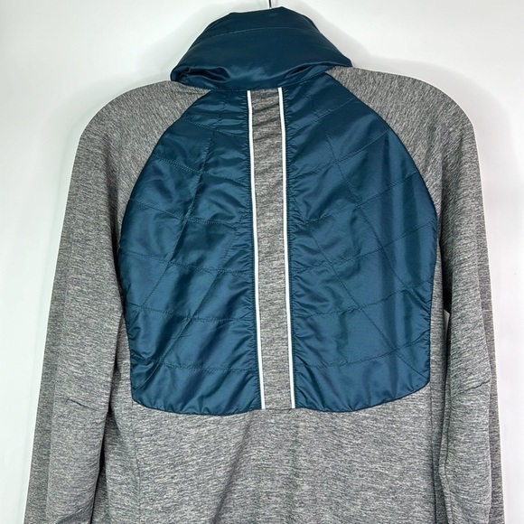 Title Nine Willpower Full Zip Active Hooded Sweatshirt Grey Teal Medium - Picture 5 of 10